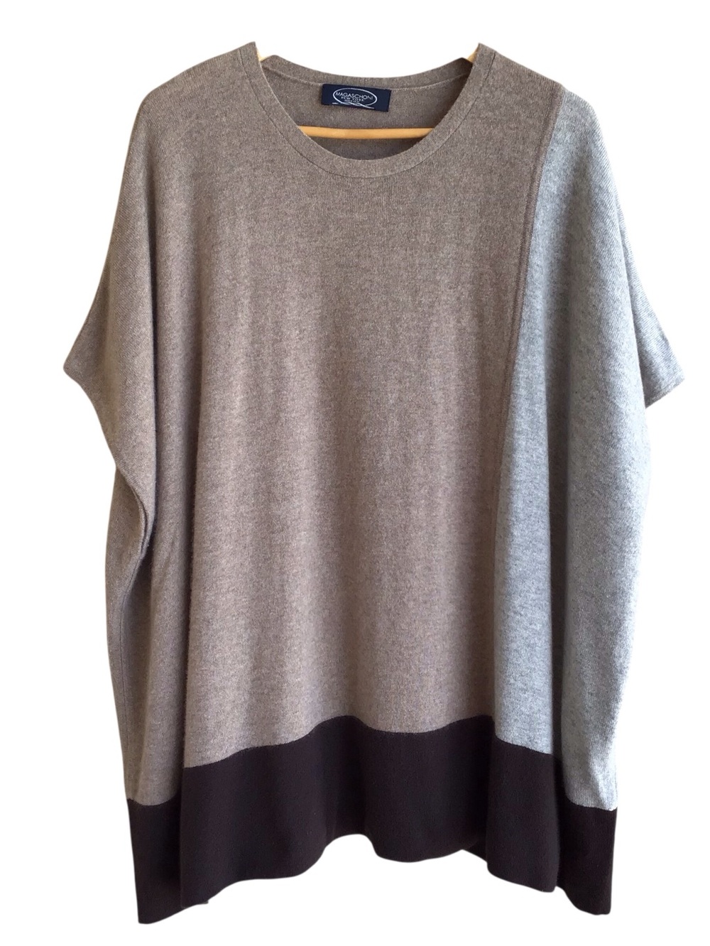 Magaschoni Cashmere Colorblock Poncho Top